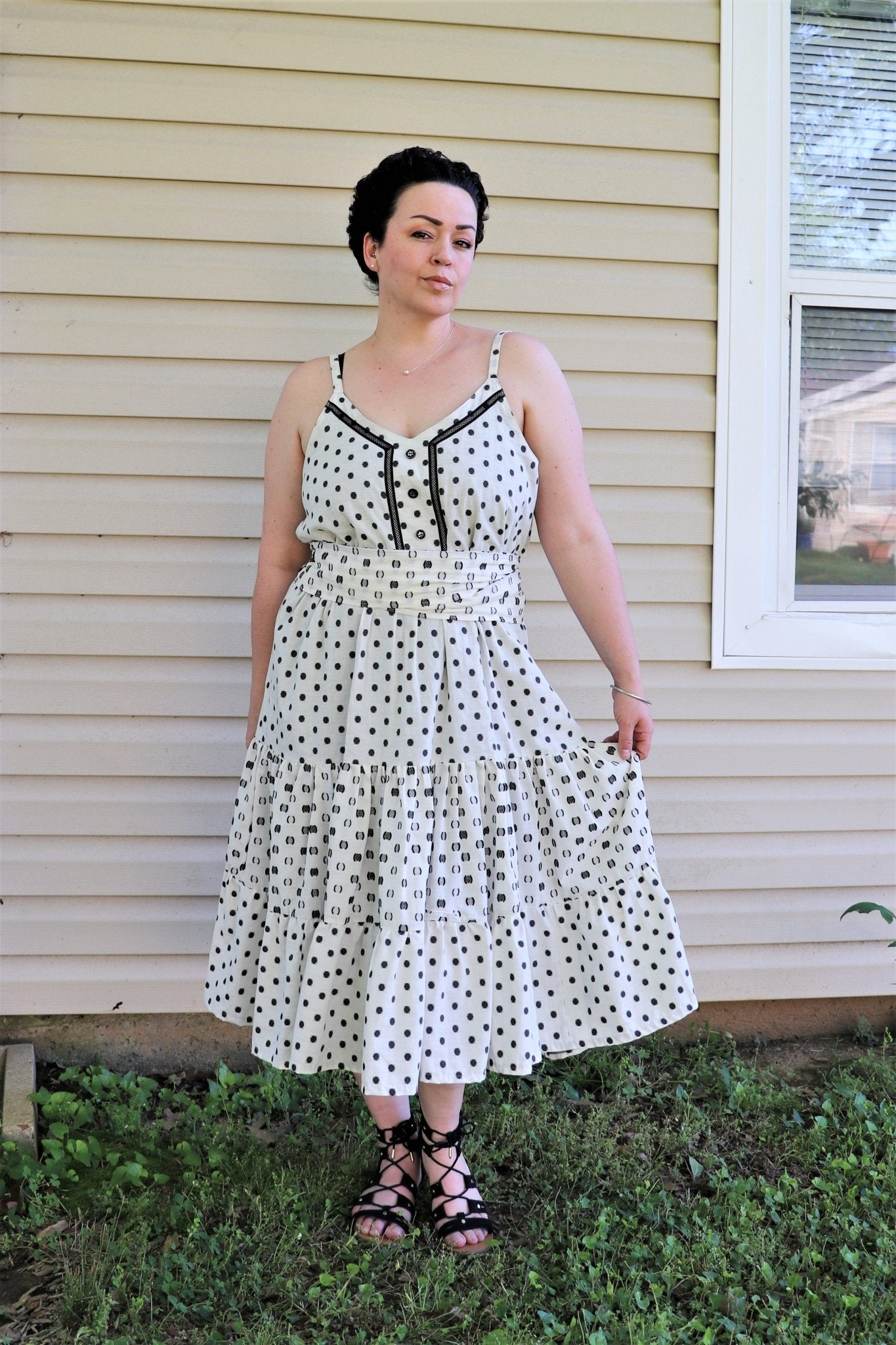 Polka Dots B/W. Cotton Jacquard Woven, WVP-253-BLK - Boho Fabrics