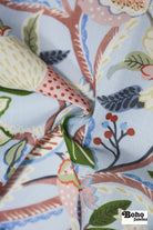 Pomegranate Botanical Floral Linen-Look Woven Fabric - Boho Fabrics - Home Dec. & Upholstery Fabric