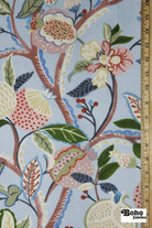 Pomegranate Botanical Floral Linen-Look Woven Fabric - Boho Fabrics - Home Dec. & Upholstery Fabric