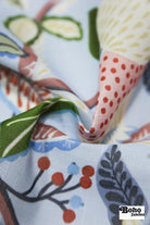 Pomegranate Botanical Floral Linen-Look Woven Fabric - Boho Fabrics - Home Dec. & Upholstery Fabric