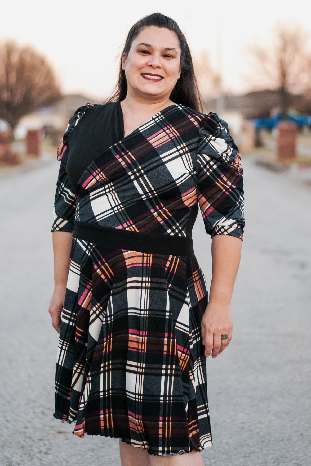 Pop of Pink Plaid, Brushed Sweater Knit Fabric. PRSW-105 - Boho Fabrics