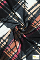 Pop of Pink Plaid, Brushed Sweater Knit Fabric. PRSW-105 - Boho Fabrics