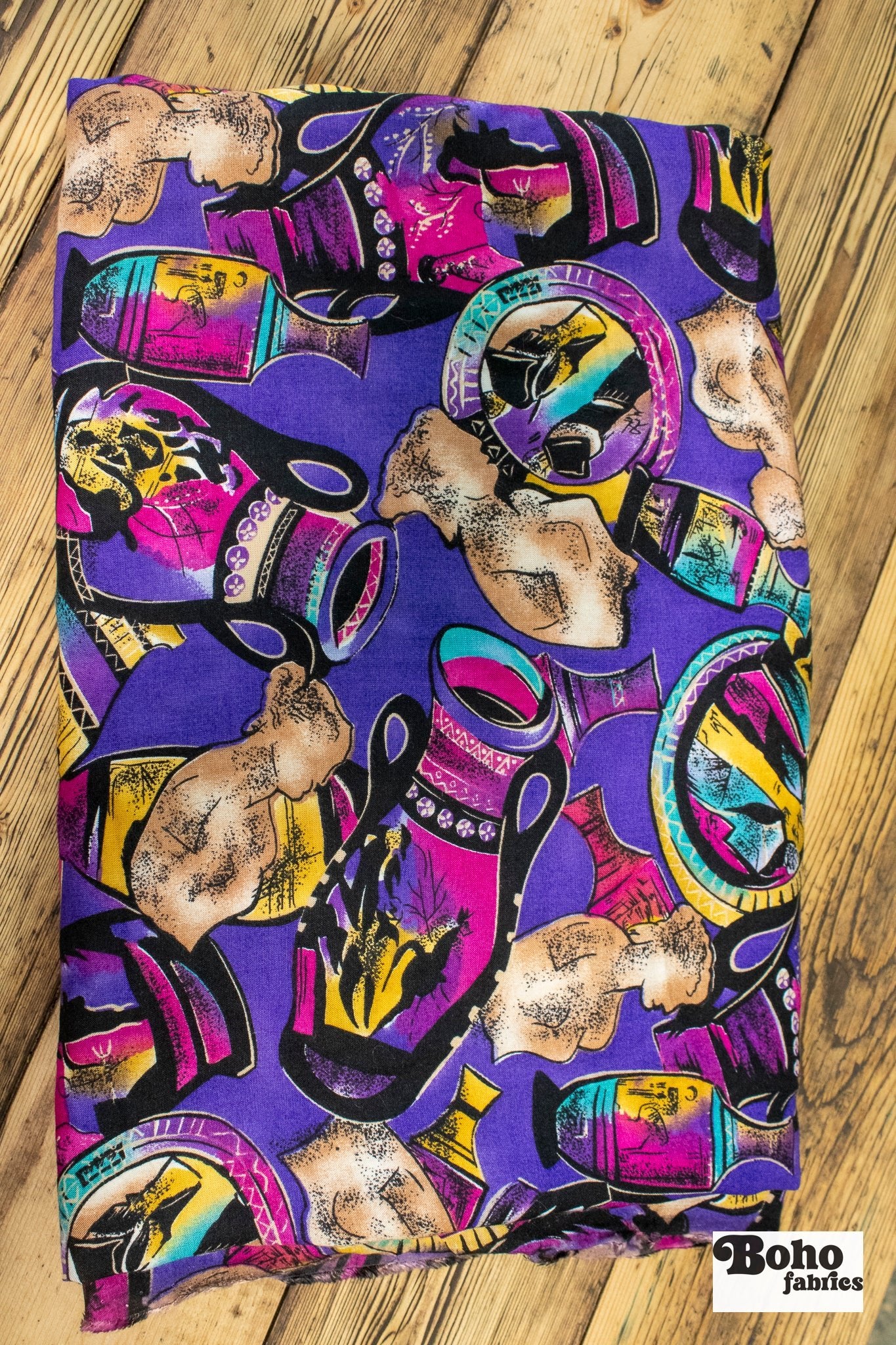 Pop Parthenon, Vintage Woven Fabric. SOLD AS 2.75 Yard Piece - Boho Fabrics - Vintage Fabric