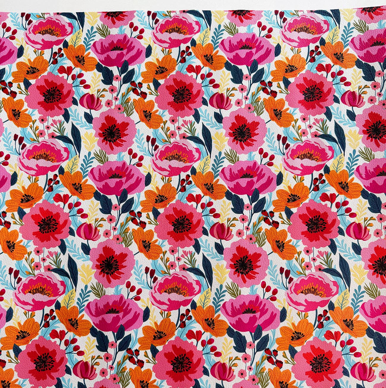 Poppy Punch Vinyl | 18" x 54" Roll - Boho Fabrics - Vinyl Fabric