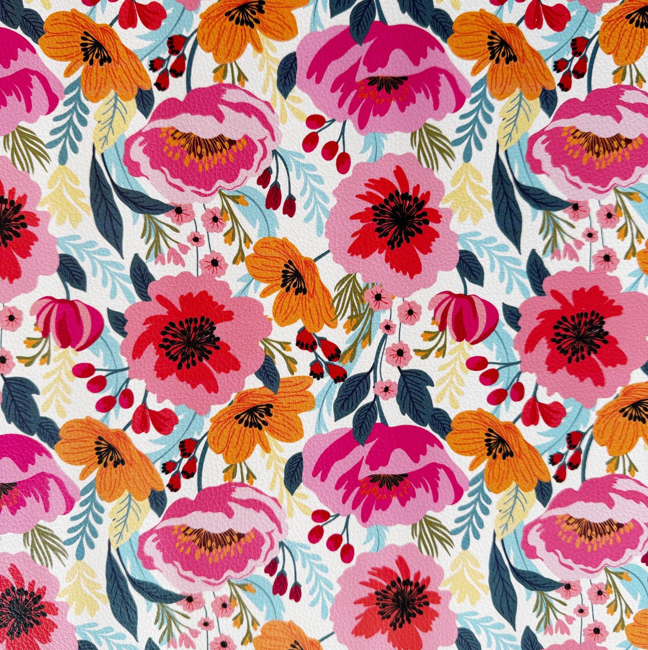 Poppy Punch Vinyl | 18" x 54" Roll - Boho Fabrics - Vinyl Fabric