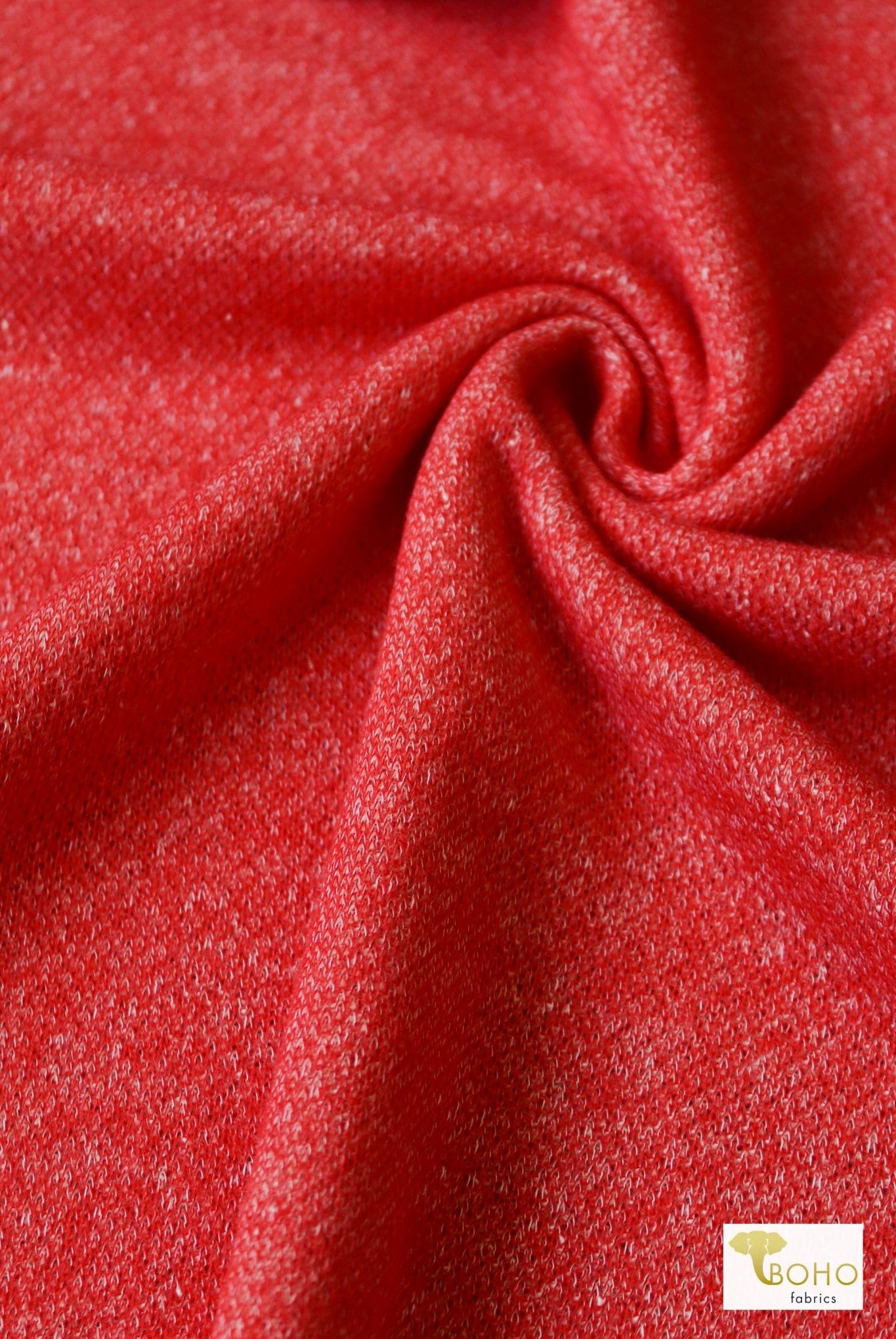 Poppy Red, Cotton Blend French Terry Knit - Boho Fabrics