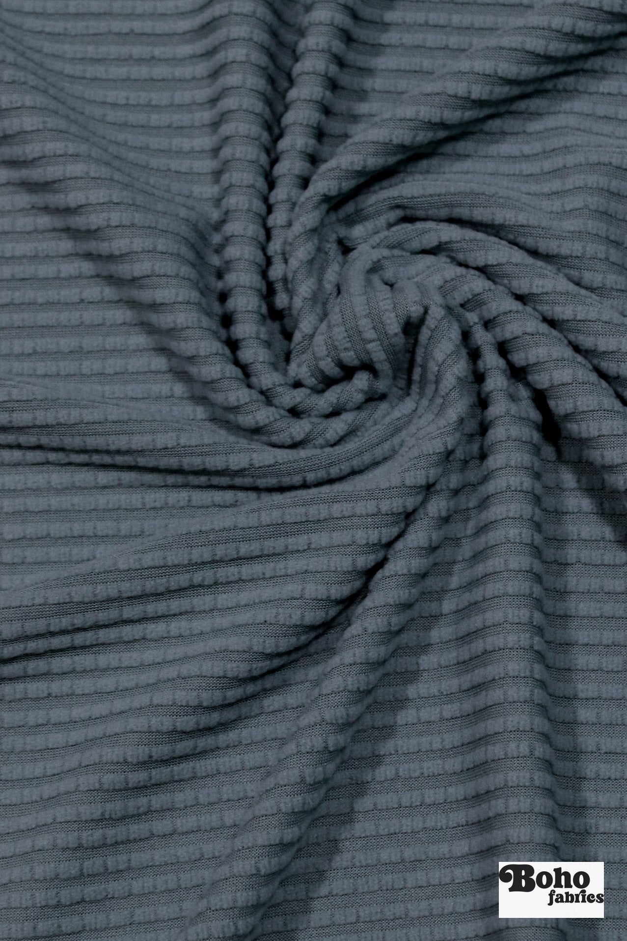 Power Grid Fleece by Polartec. Performance Knit Fabric in Steel Blue/Gray. *2nds* - Boho Fabrics - Performance Fabrics