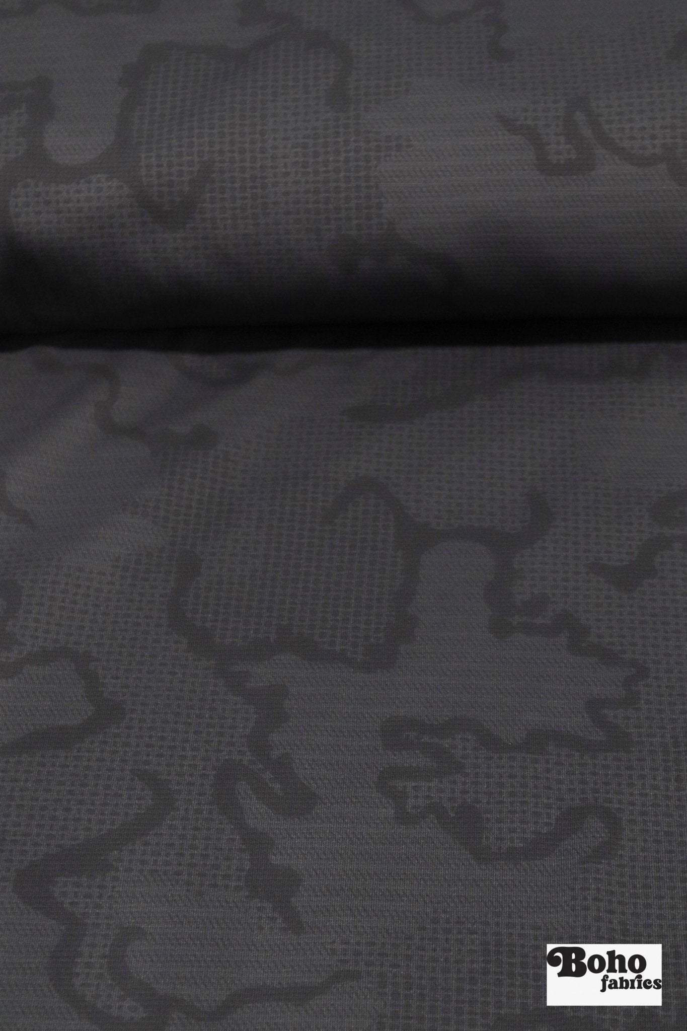 Power Grid Mid - Warmth (Terry - Style), Charcoal Maps — Performance Baselayer Fleece Fabric by Polartec - Boho Fabrics - Performance Fabrics