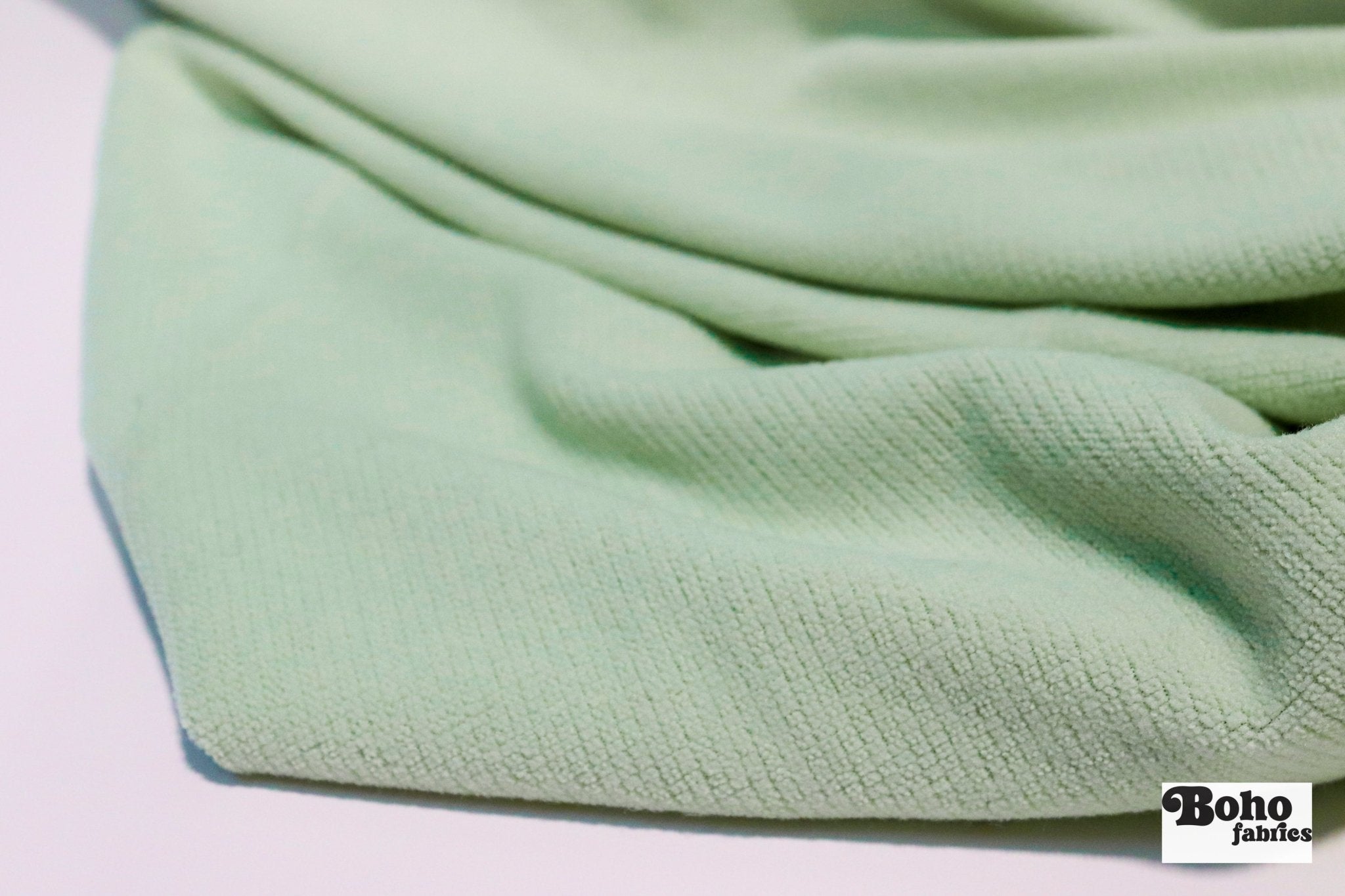 Power Grid Mid - Warmth (Terry - Style), Seafoam Green — Performance Baselayer Fleece Fabric by Polartec - Boho Fabrics - Performance Fabrics