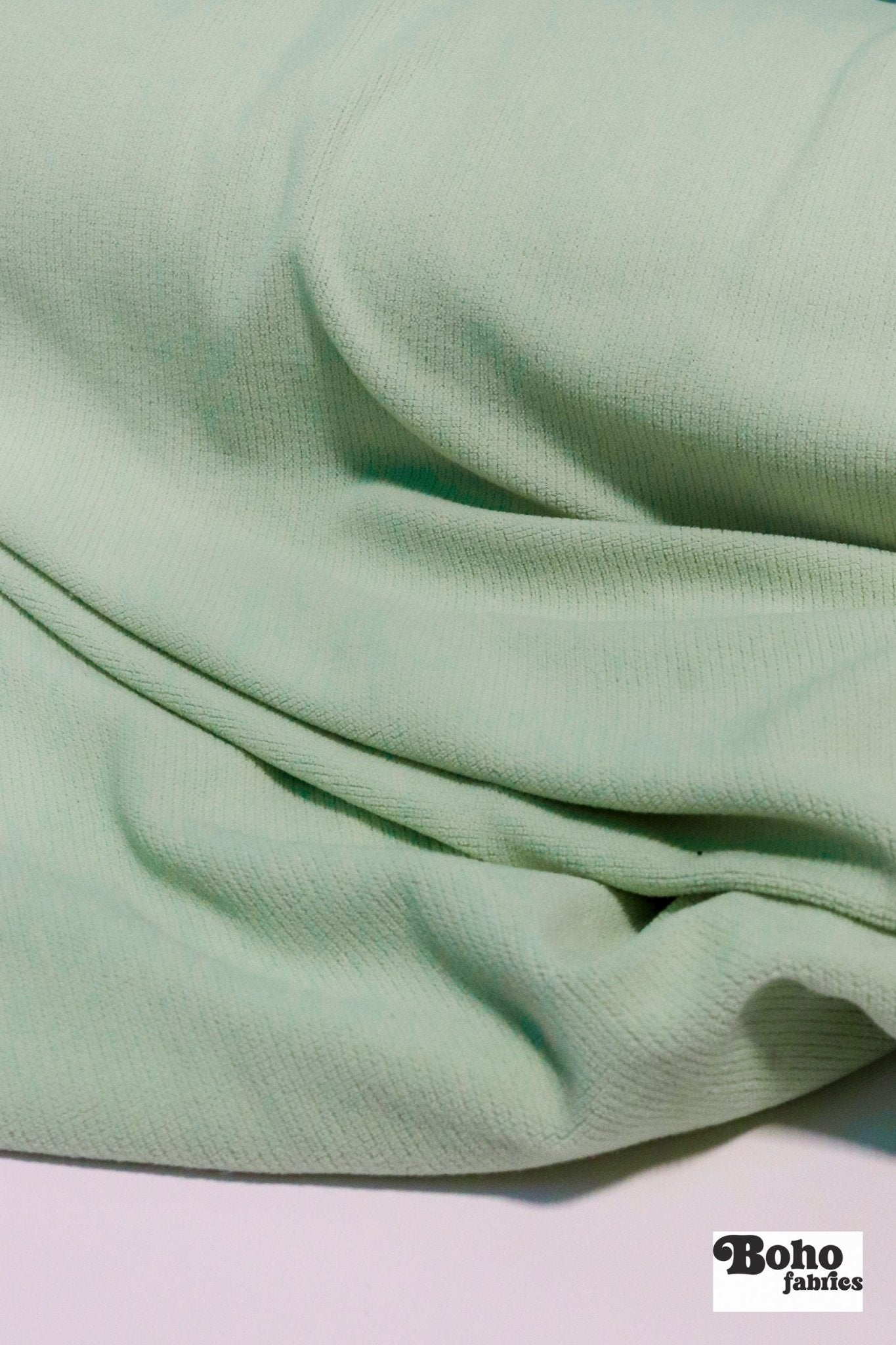 Power Grid Mid - Warmth (Terry - Style), Seafoam Green — Performance Baselayer Fleece Fabric by Polartec - Boho Fabrics - Performance Fabrics