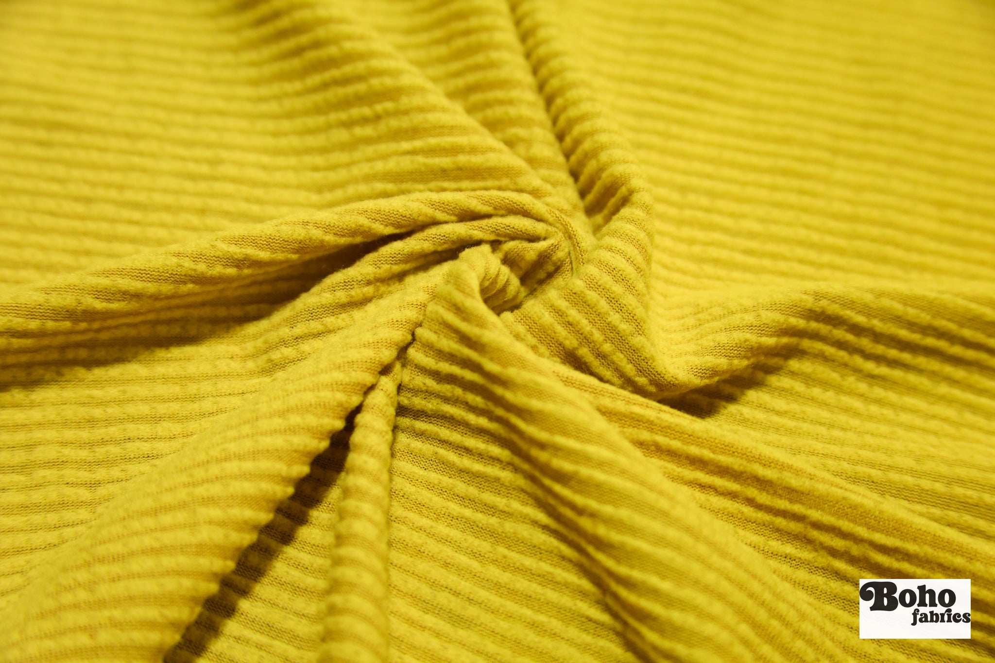 Power Grid Midweight, Yellow Fleece Fabric by Polartec - Boho Fabrics - Performance Fabrics