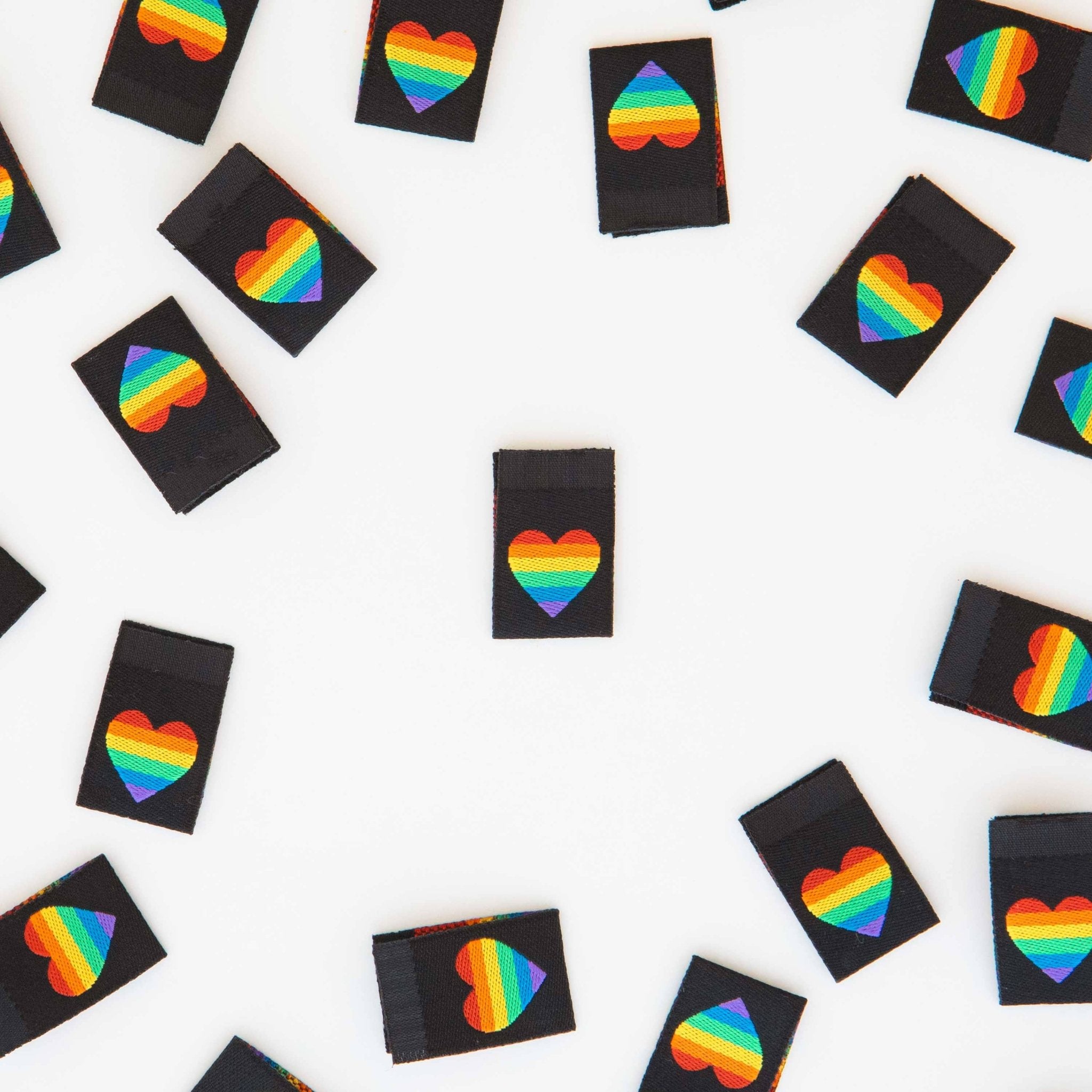 Pride Rainbow Heart Woven Sewing Quilt and Garment Labels - Boho Fabrics - 