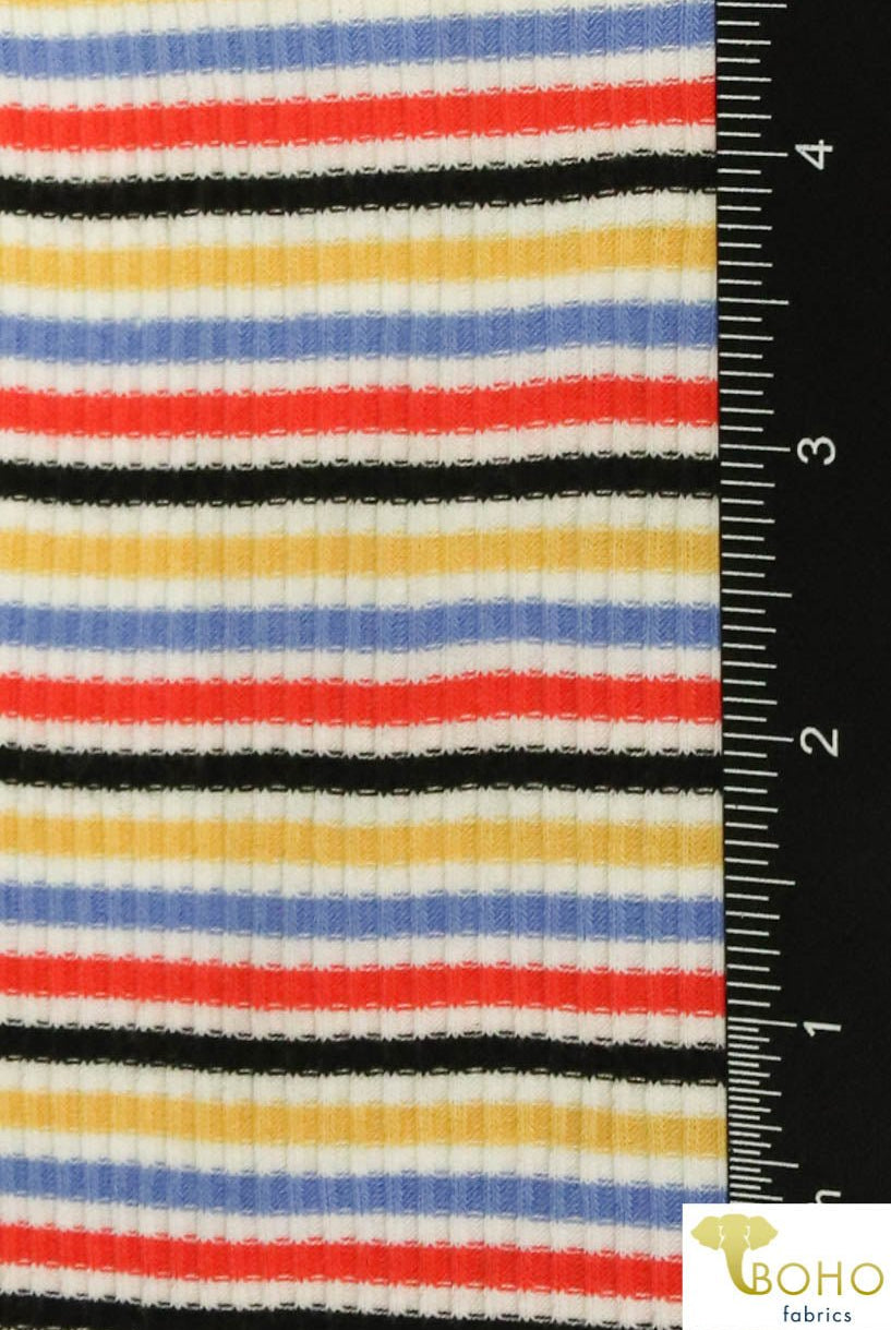 Primary Stripes Rib Knit. RIB-122 - Boho Fabrics