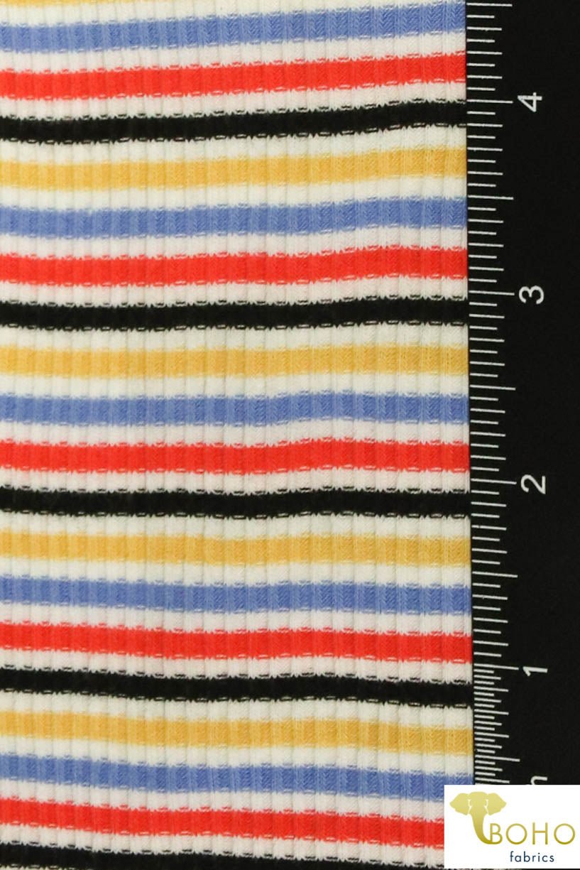 Primary Stripes Rib Knit. RIB-122 - Boho Fabrics