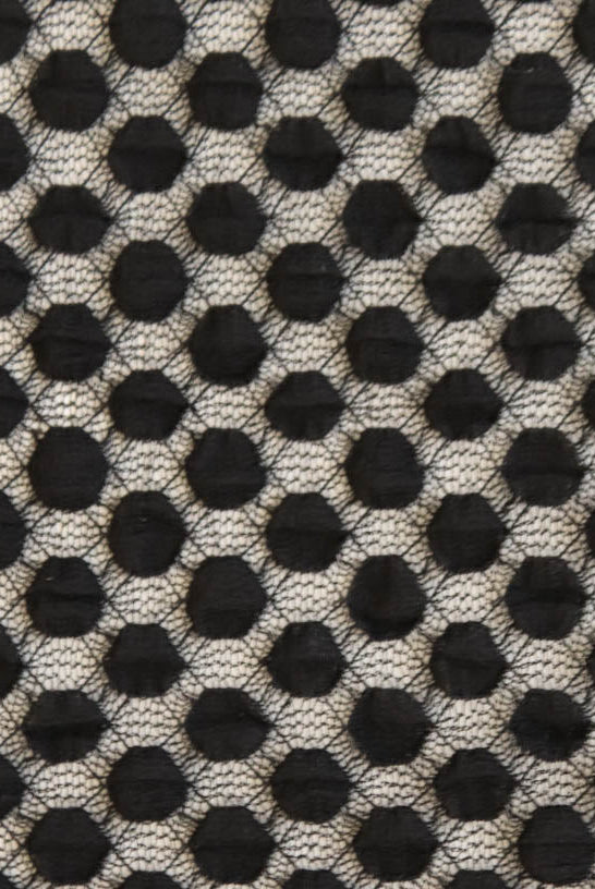 Puckered Polka Dot in Black. Stretch Lace. SL-112. - Boho Fabrics