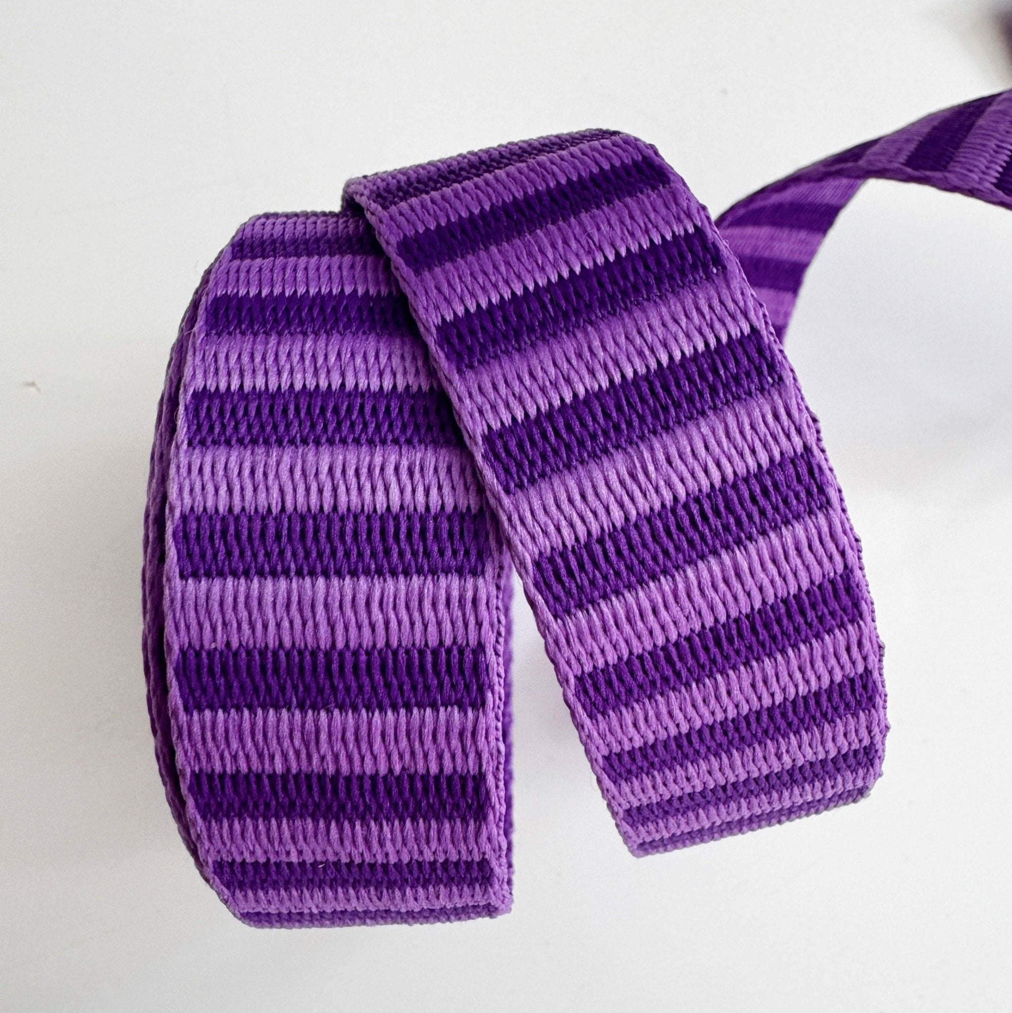 Purple and Purple Jacquard Woven Stripes Webbing – 1" Wide, Sold Per Yard. - Boho Fabrics - Bag Making Supplies