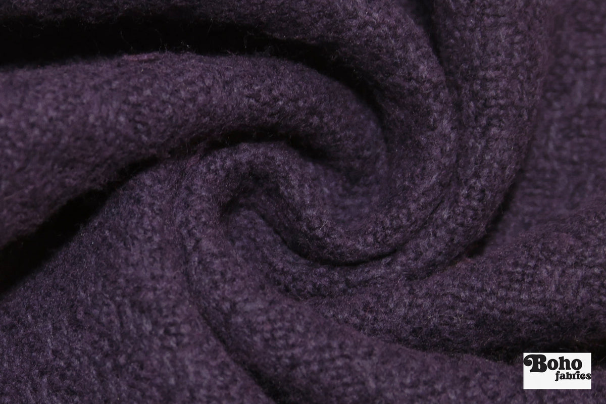 Purple Basketweave Wool Coating Woven Fabric - Boho Fabrics - Wool Coating, Woven