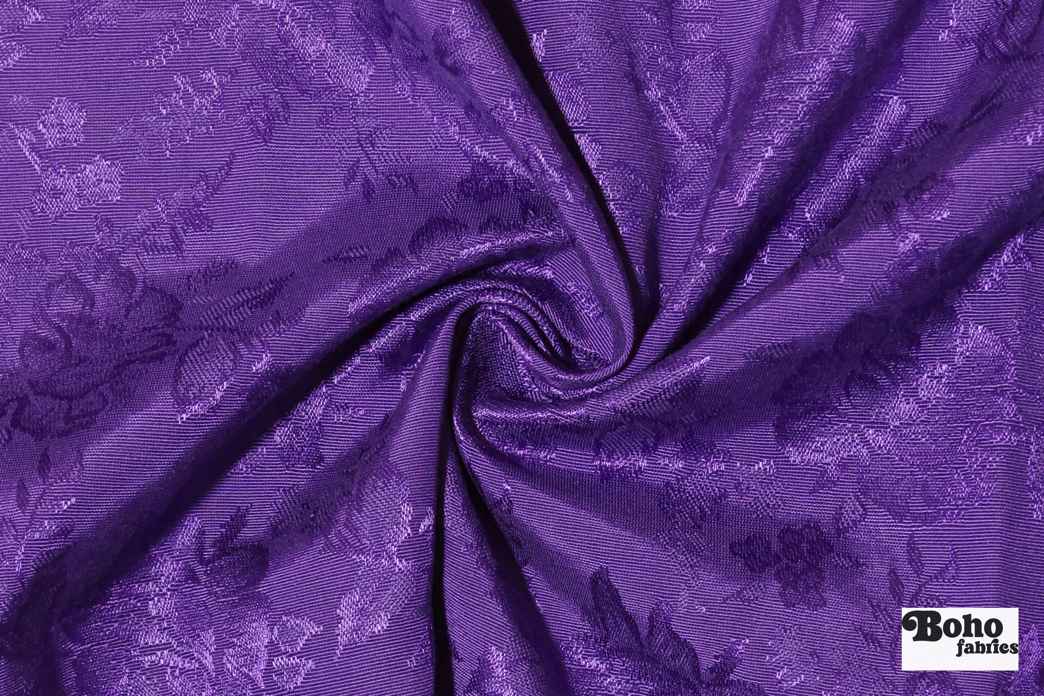 Purple Floral Jacquard Woven Fabric - Boho Fabrics - Jacquard, Woven