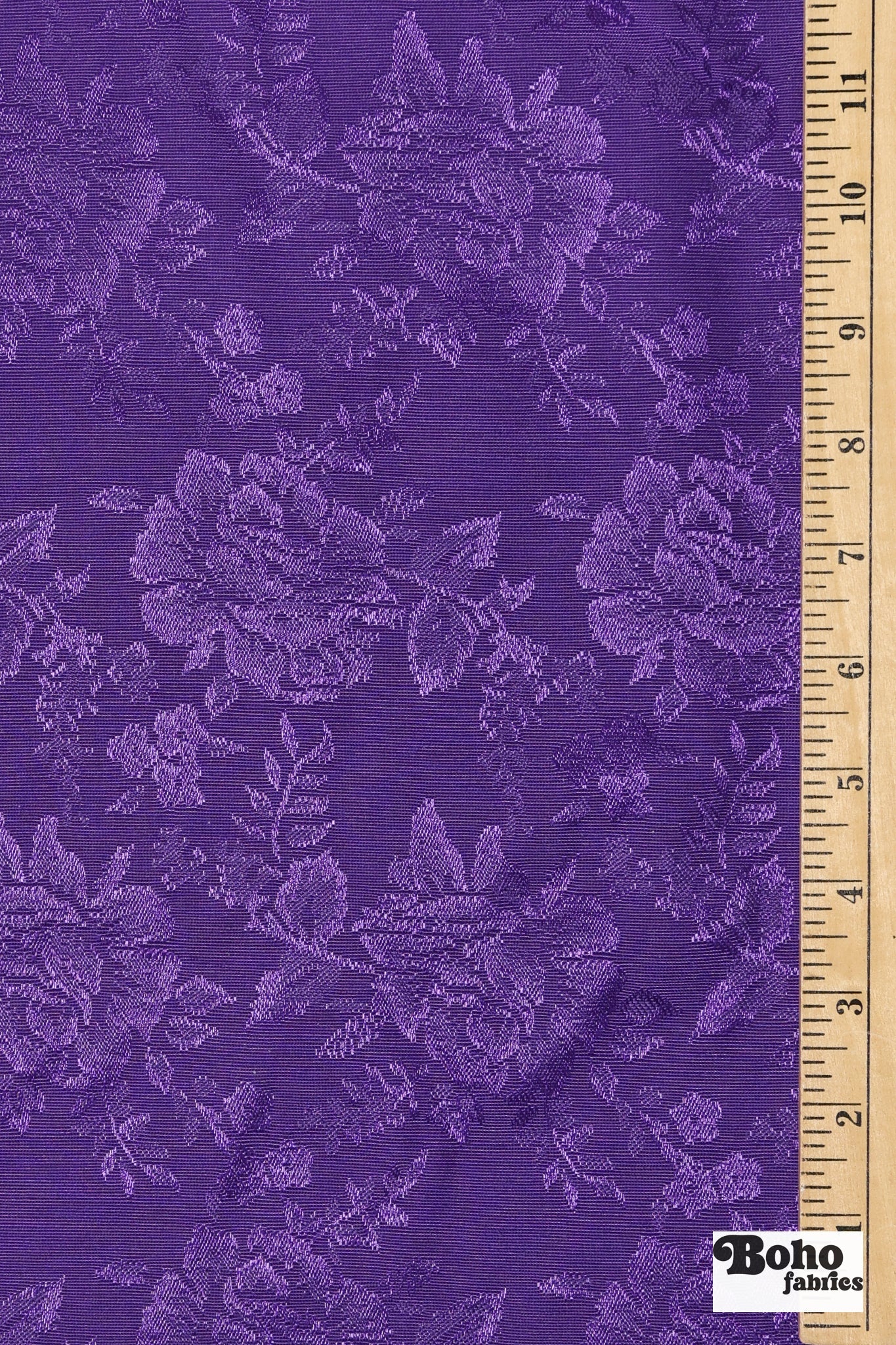 Purple Floral Jacquard Woven Fabric - Boho Fabrics - Jacquard, Woven
