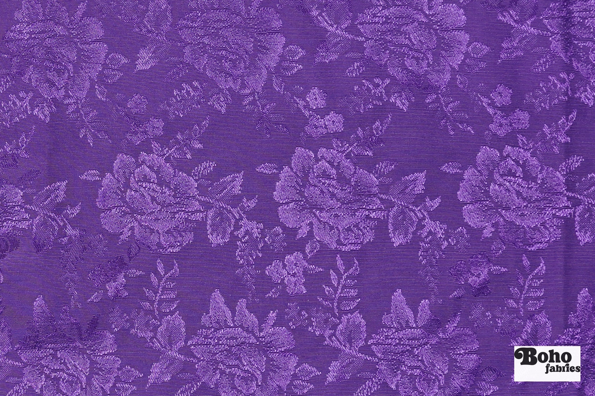 Purple Floral Jacquard Woven Fabric - Boho Fabrics - Jacquard, Woven
