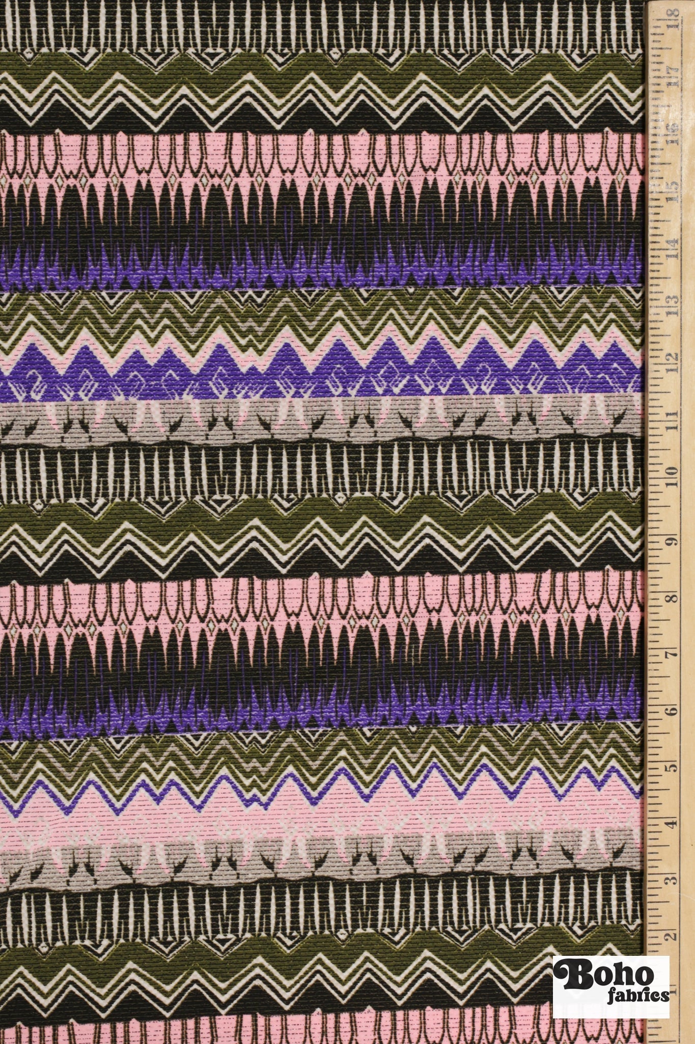 Purple Rythym , Printed Athletic Knit Fabric - Boho Fabrics - Athletic Knit Fabric