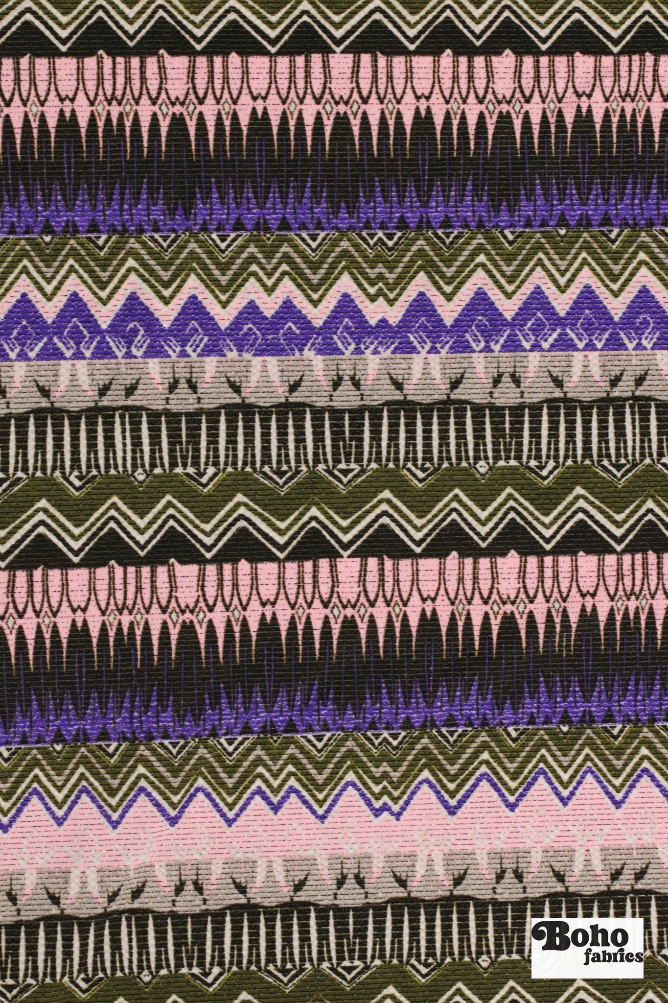 Purple Rythym , Printed Athletic Knit Fabric - Boho Fabrics - Athletic Knit Fabric