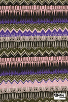 Purple Rythym , Printed Athletic Knit Fabric - Boho Fabrics - Athletic Knit Fabric