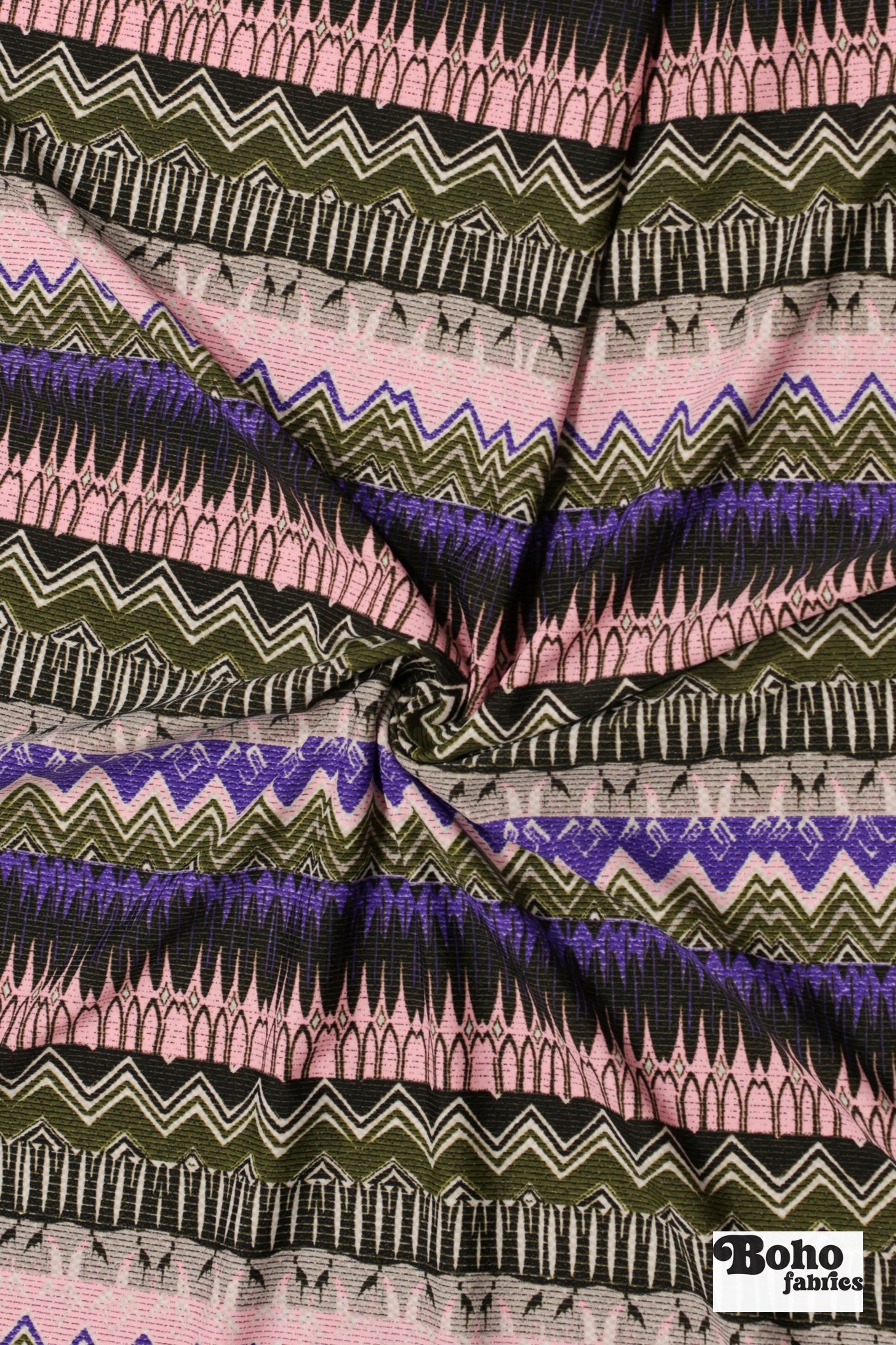 Purple Rythym , Printed Athletic Knit Fabric - Boho Fabrics - Athletic Knit Fabric