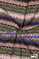Purple Rythym , Printed Athletic Knit Fabric - Boho Fabrics - Athletic Knit Fabric