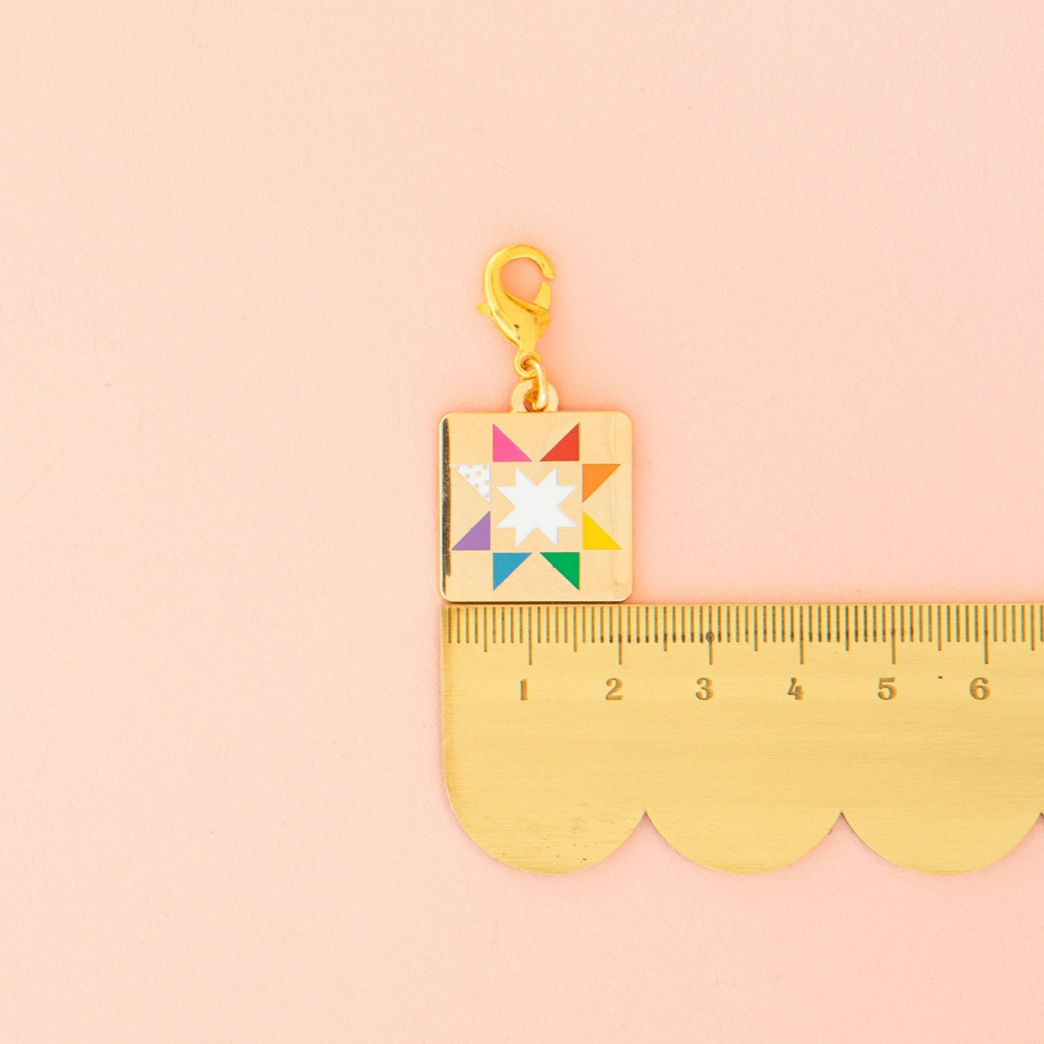 Quilt Star Removable Zipper Charm - Boho Fabrics - Bag Hardware