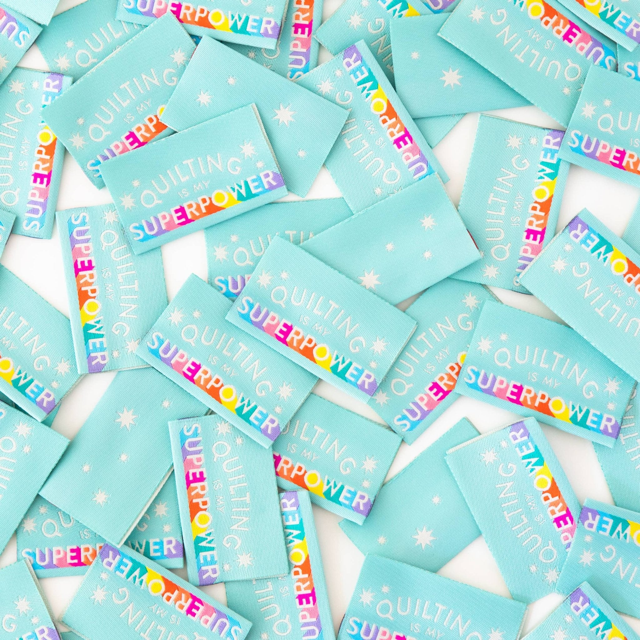 Quilting is My Superpower -  Sewing Woven Clothing Label Tags - Boho Fabrics - 