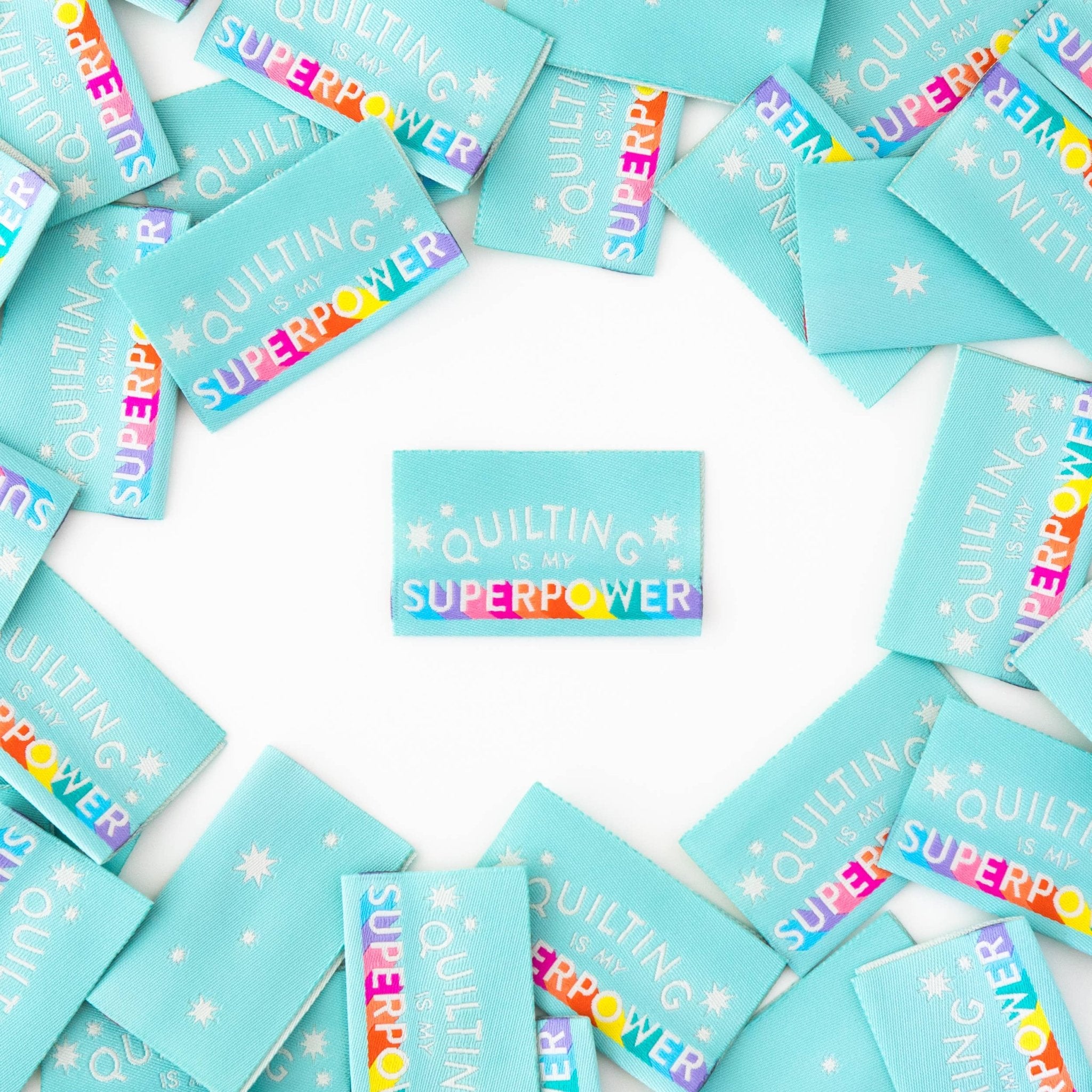 Quilting is My Superpower -  Sewing Woven Clothing Label Tags - Boho Fabrics - 