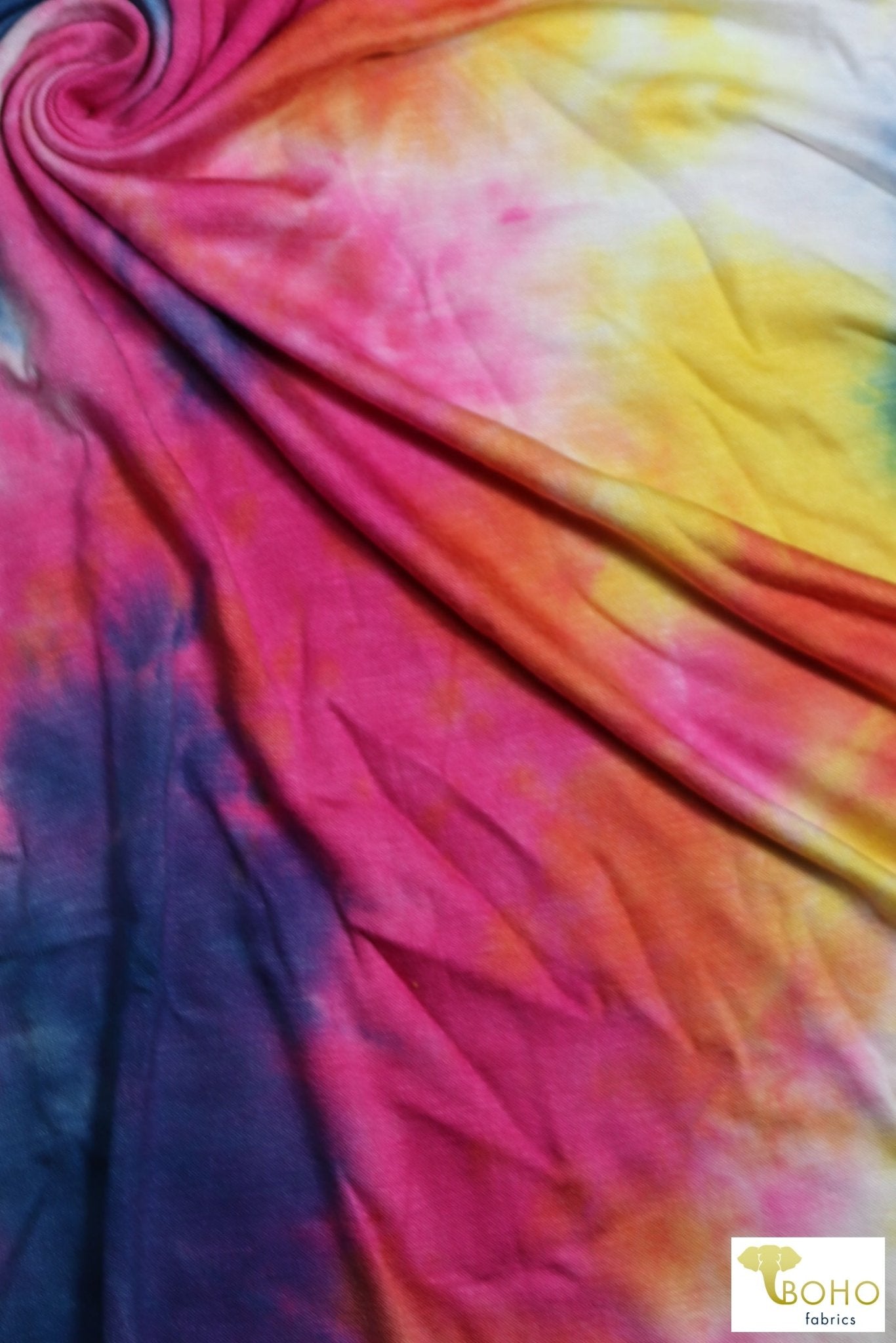 Rainbow Burst Tie Dye, Rayon Spandex. RJP-315 - Boho Fabrics
