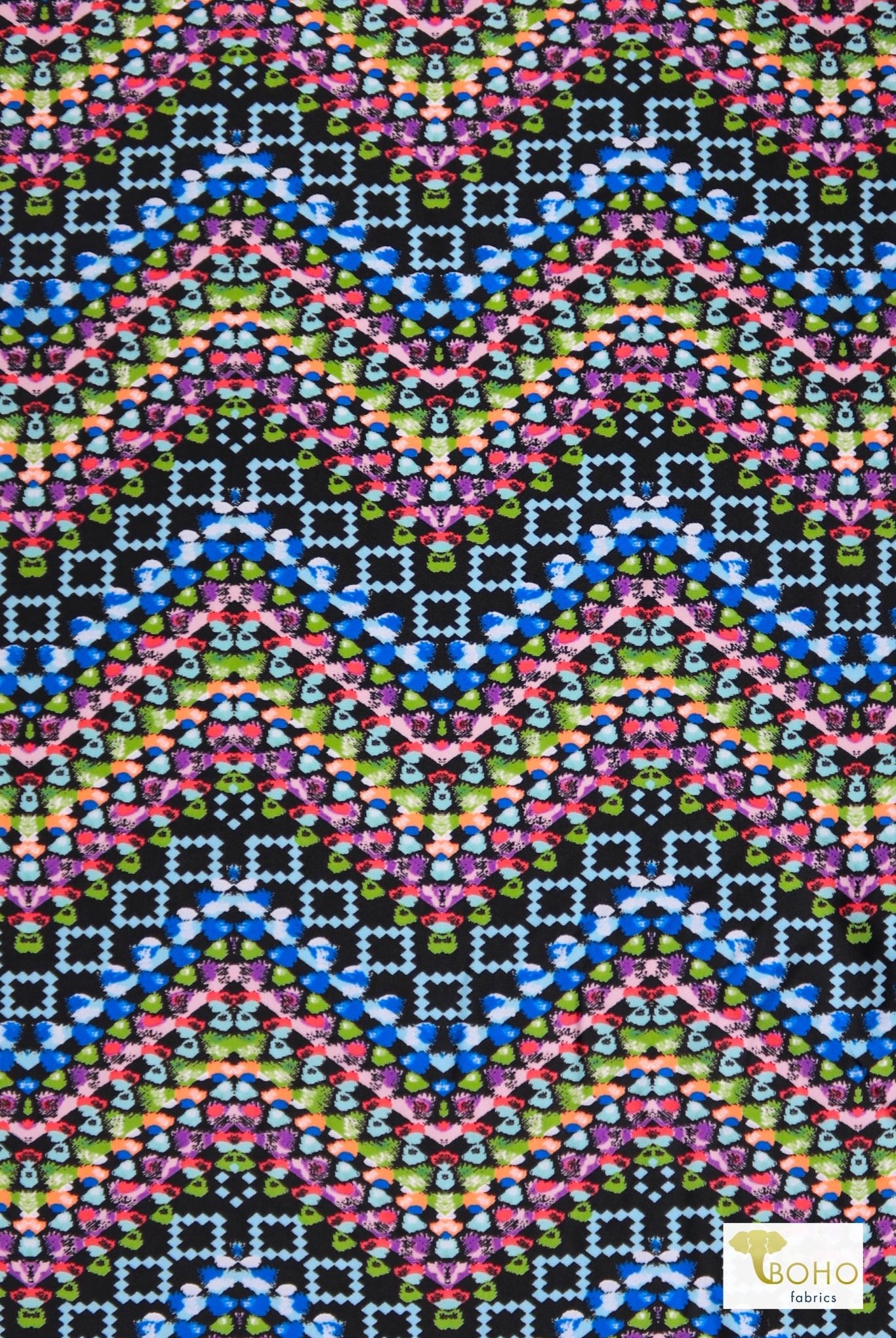 Rainbow Droplets Chevron, Swim/Athletic Knit Fabric - Boho Fabrics - Swim Knit, Printed Fabric