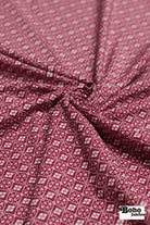 Raspberry Lattice, Printed Athletic Knit Fabric - Boho Fabrics - Athletic Knit Fabric