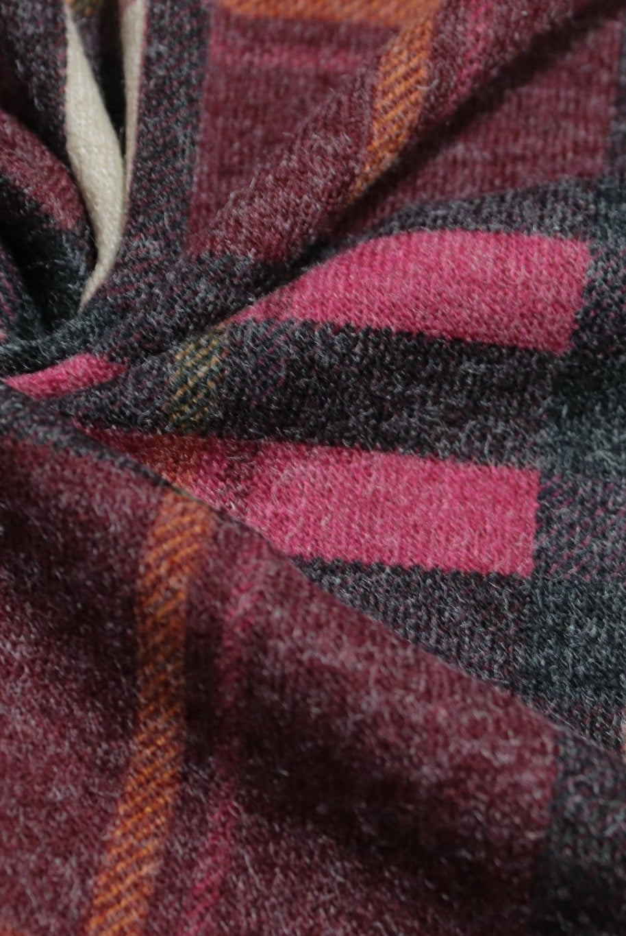 Raspberry Plaid Brushed Sweater Knit Fabric. PRSW-106 - Boho Fabrics
