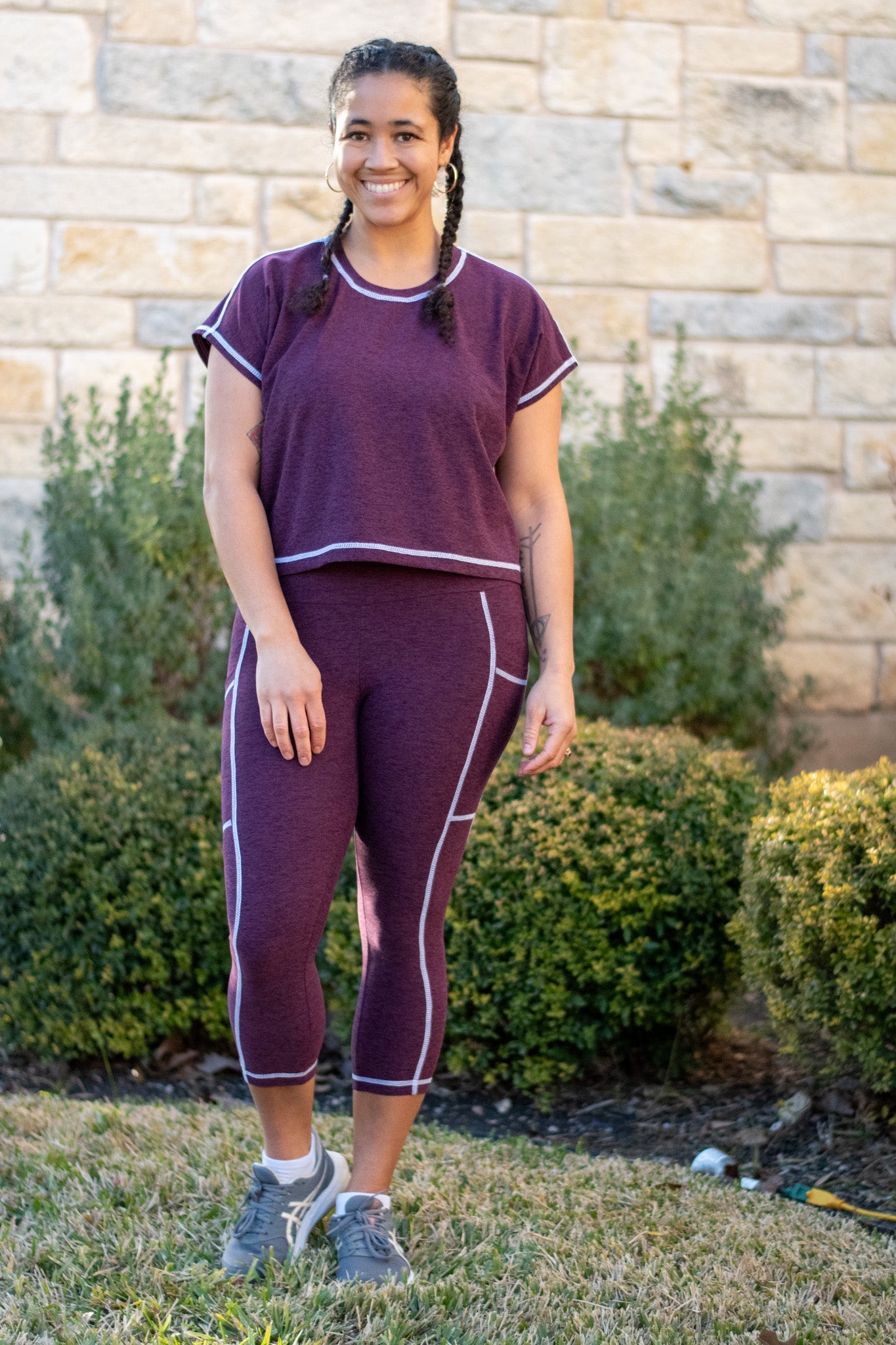 Raspberry Purple Space Dye, Heathered Athletic Knit Fabric - Boho Fabrics - Athletic Knit Fabric