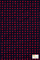 Red & Black Mod Polka Dots, Printed Swim Knit Fabric. - Boho Fabrics