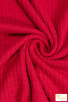 Red, Brushed Waffle Knit Fabric - Boho Fabrics