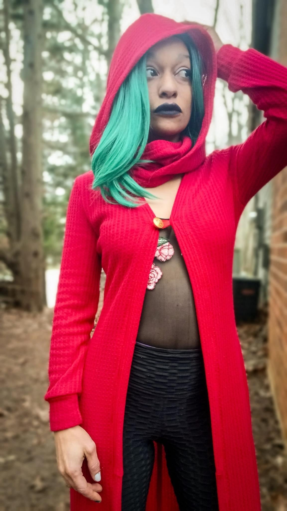 Red, Brushed Waffle Knit Fabric - Boho Fabrics - Waffle Knits