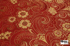 Red & Gold Floral Paisley Jacquard Woven Fabric - Boho Fabrics - Jacquard, Woven