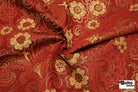 Red & Gold Floral Paisley Jacquard Woven Fabric - Boho Fabrics - Jacquard, Woven