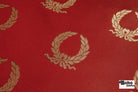 Red & Gold Laurel Wreaths Jacquard Woven Fabric - Boho Fabrics - Jacquard, Woven