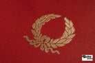 Red & Gold Laurel Wreaths Jacquard Woven Fabric - Boho Fabrics - Jacquard, Woven