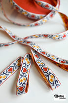 Red Hearts, 7/8" Jacquard Woven Trim.TRIM - 021 - Boho Fabrics - Trims