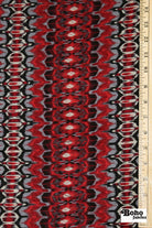 Red Ikat-Inspired Print, Rayon Spandex Jersey Knit Fabric - Boho Fabrics - Rayon Jersey Solid, Knit Fabric