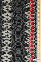 Red Ikat-Inspired Print, Rayon Spandex Jersey Knit Fabric - Boho Fabrics - Rayon Jersey Solid, Knit Fabric