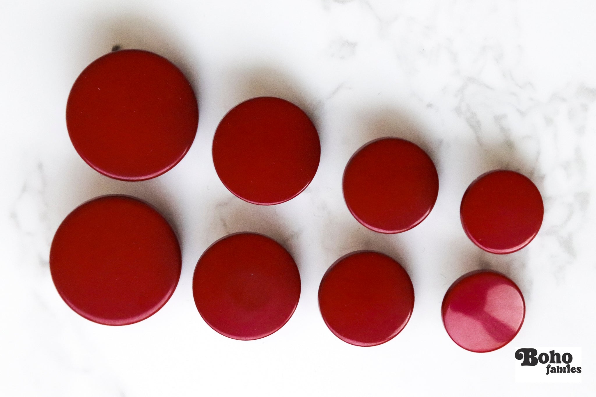 Red, Mod Gambit, Shank Button. Available in 15mm, 18mm, 20mm, 25mm - Boho Fabrics - Buttons & Snaps