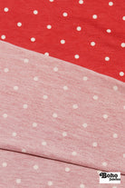 Red Polka Dots, French Terry Knit Fabric - Boho Fabrics - French Terry Prints, Knit Fabric