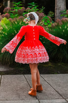 Red, Retro Tropic Embroidered Florals, Cotton Woven Fabric - Boho Fabrics - Shirting, Woven